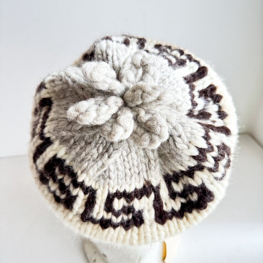 Vintage Hand Knit Wool Chunky Knit Beret Hat L - Picture 4 of 6